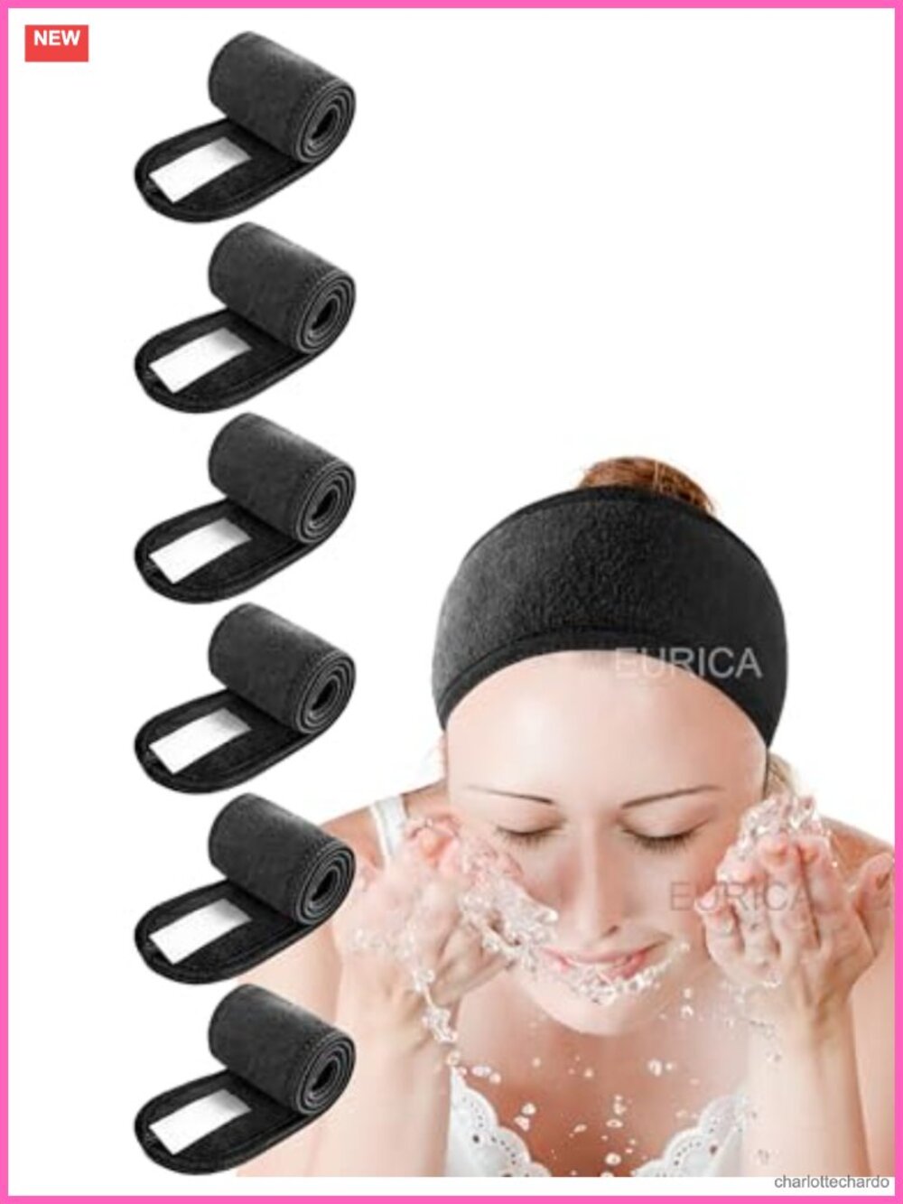 6 Pack Non-Slip Stretchable Cotton Hair Wrap Headbands for Makeup Face Wash